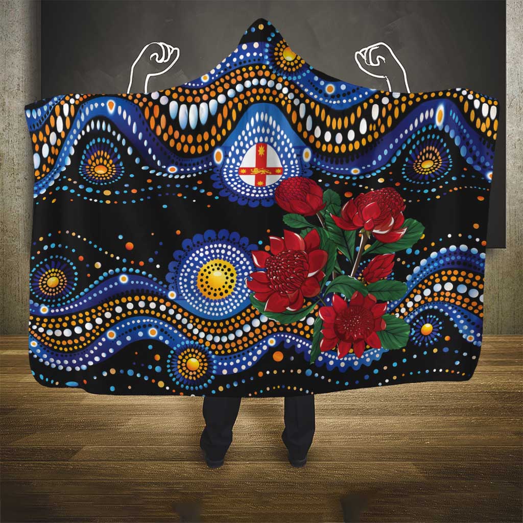 Australia New South Wales Waratahs Hooded Blanket Aboriginal Dot Art