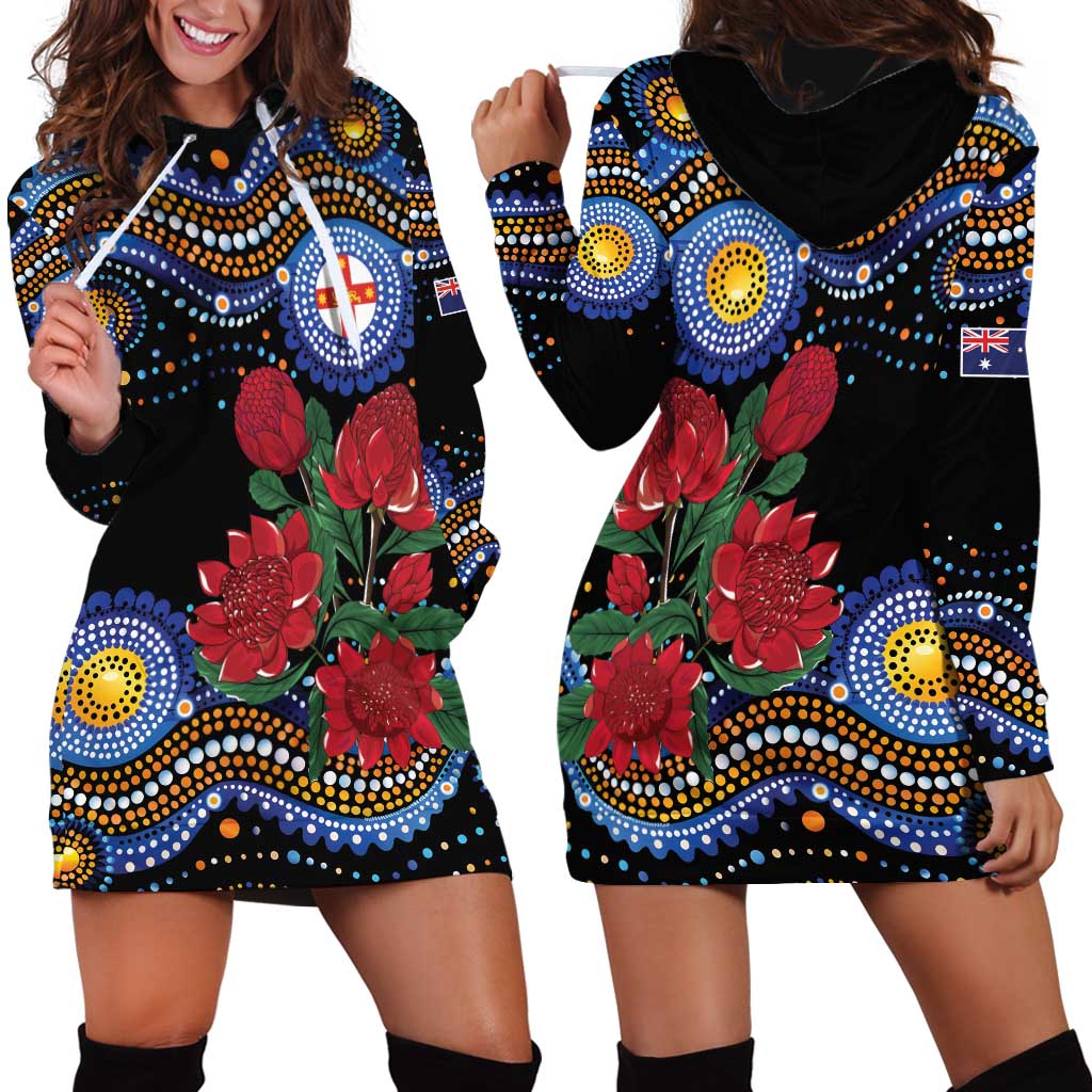 Australia New South Wales Waratahs Hoodie Dress Aboriginal Dot Art - Vibe Hoodie Shop