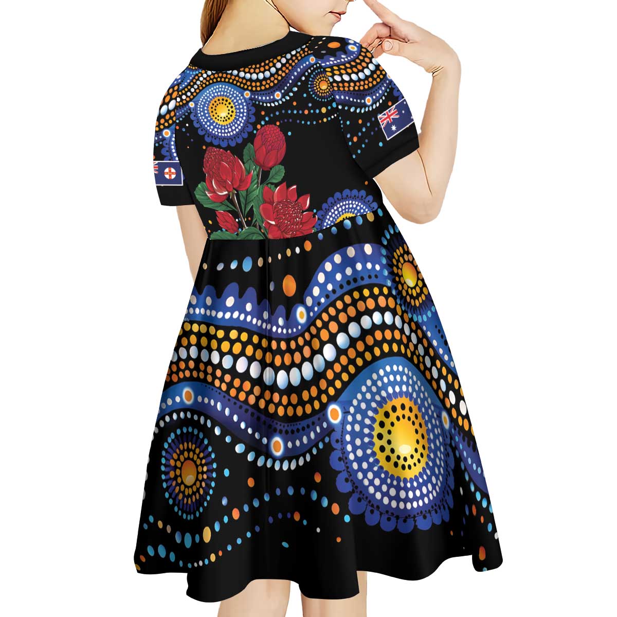 Australia New South Wales Waratahs Kid Short Sleeve Dress Aboriginal Dot Art - Vibe Hoodie Shop