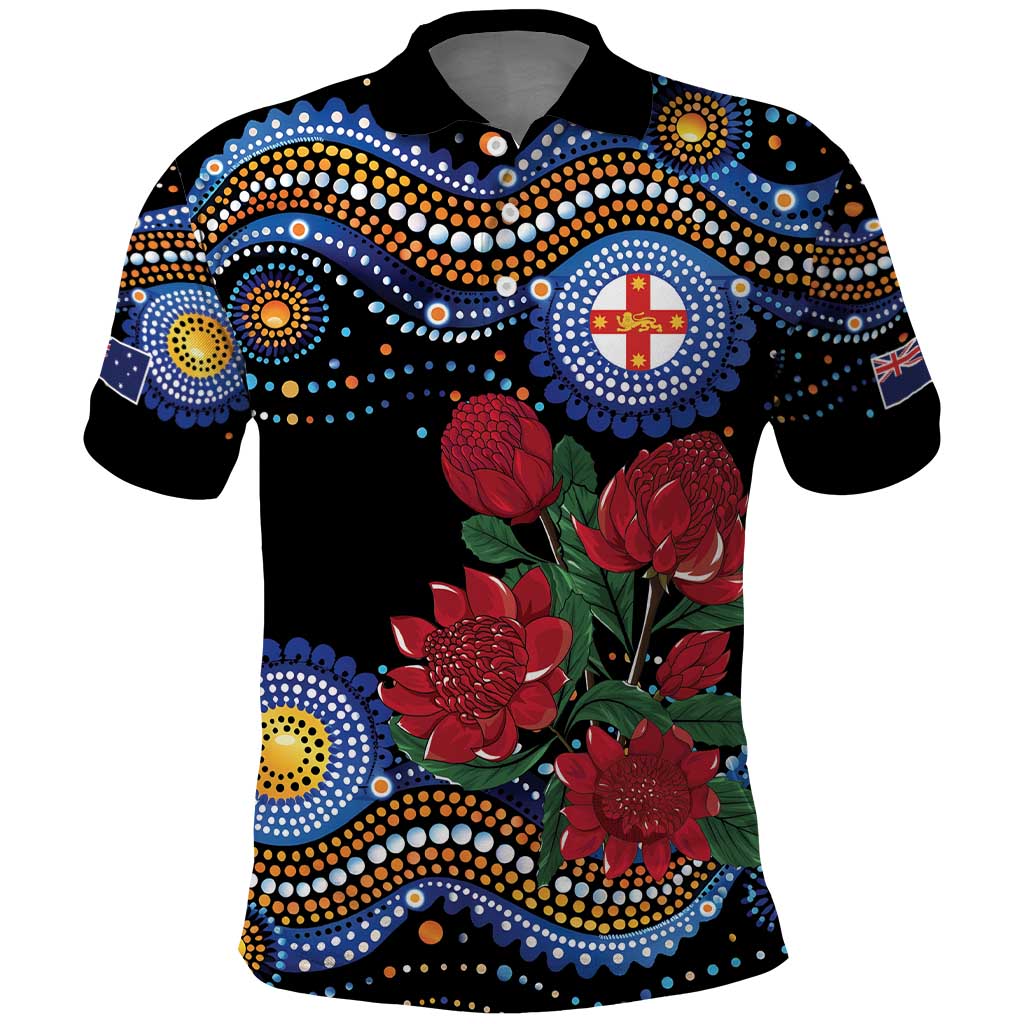 Australia New South Wales Waratahs Polo Shirt Aboriginal Dot Art LT9 - Vibe Hoodie Shop