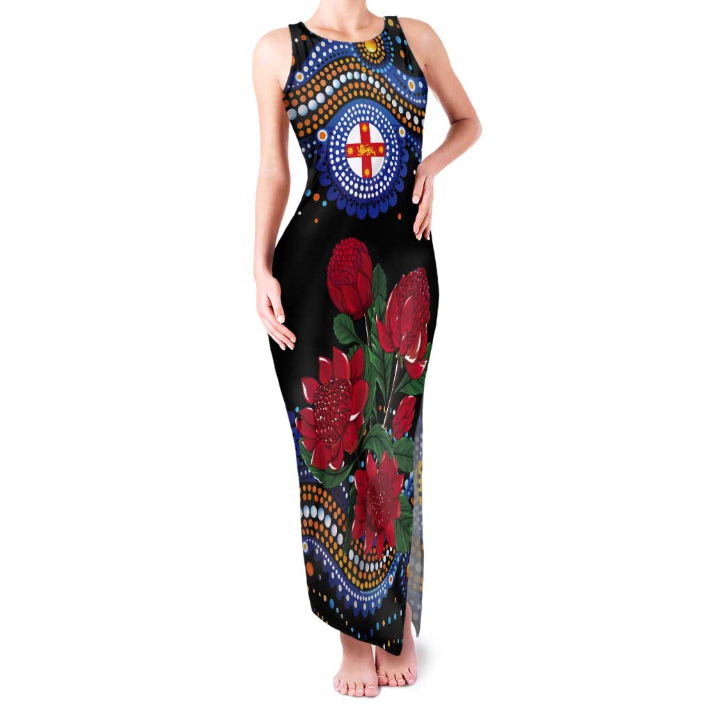 Australia New South Wales Waratahs Tank Maxi Dress Aboriginal Dot Art