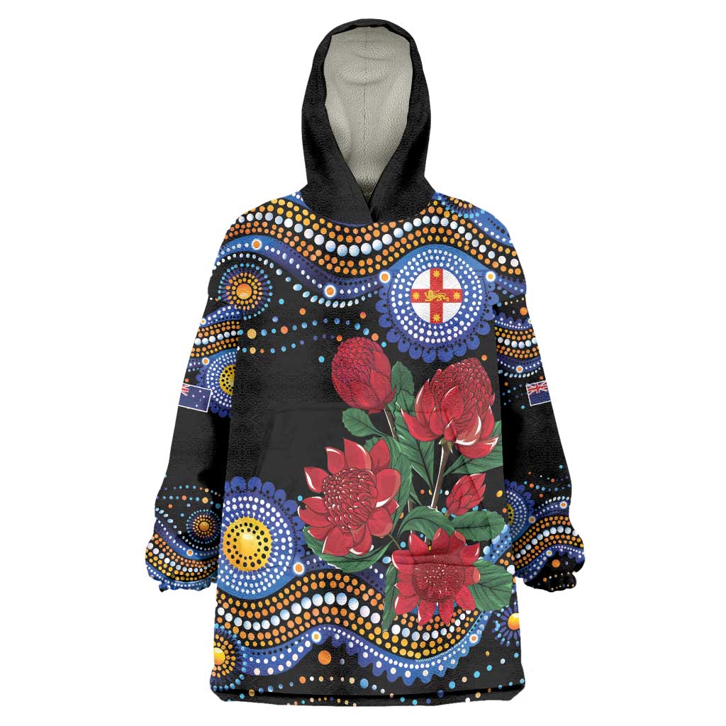 Australia New South Wales Waratahs Wearable Blanket Hoodie Aboriginal Dot Art - Vibe Hoodie Shop