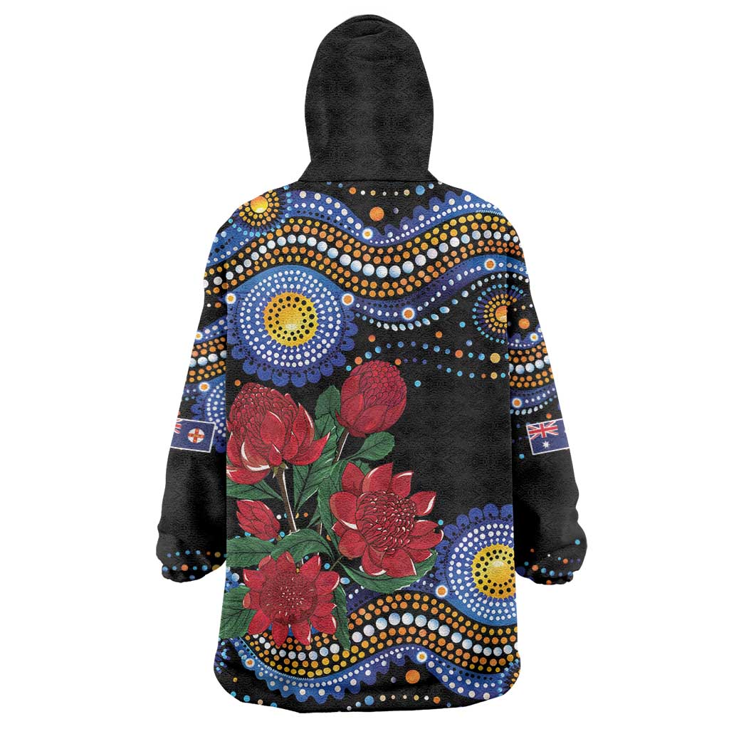 Australia New South Wales Waratahs Wearable Blanket Hoodie Aboriginal Dot Art - Vibe Hoodie Shop