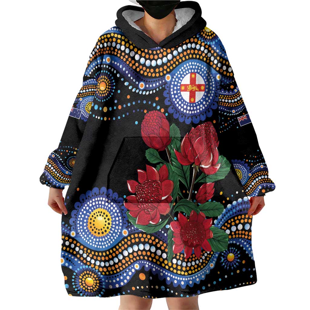 Australia New South Wales Waratahs Wearable Blanket Hoodie Aboriginal Dot Art - Vibe Hoodie Shop