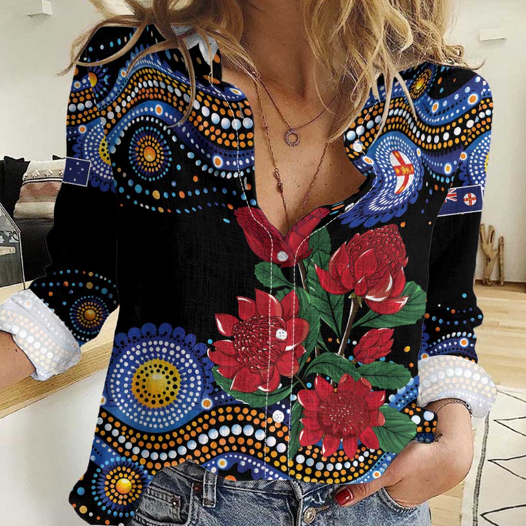 Australia New South Wales Waratahs Women Casual Shirt Aboriginal Dot Art - Vibe Hoodie Shop