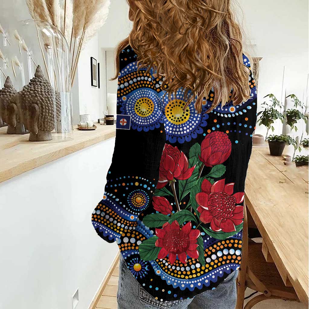 Australia New South Wales Waratahs Women Casual Shirt Aboriginal Dot Art - Vibe Hoodie Shop