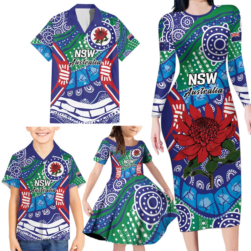 Australia New South Wales Family Matching Long Sleeve Bodycon Dress and Hawaiian Shirt NSW Orta Recens Quam Pura Nites