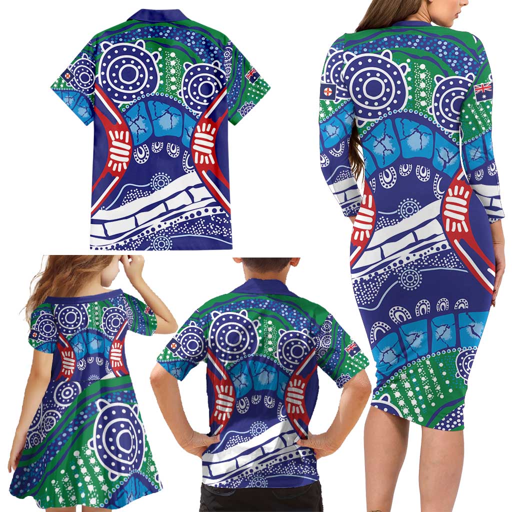 Australia New South Wales Family Matching Long Sleeve Bodycon Dress and Hawaiian Shirt NSW Orta Recens Quam Pura Nites