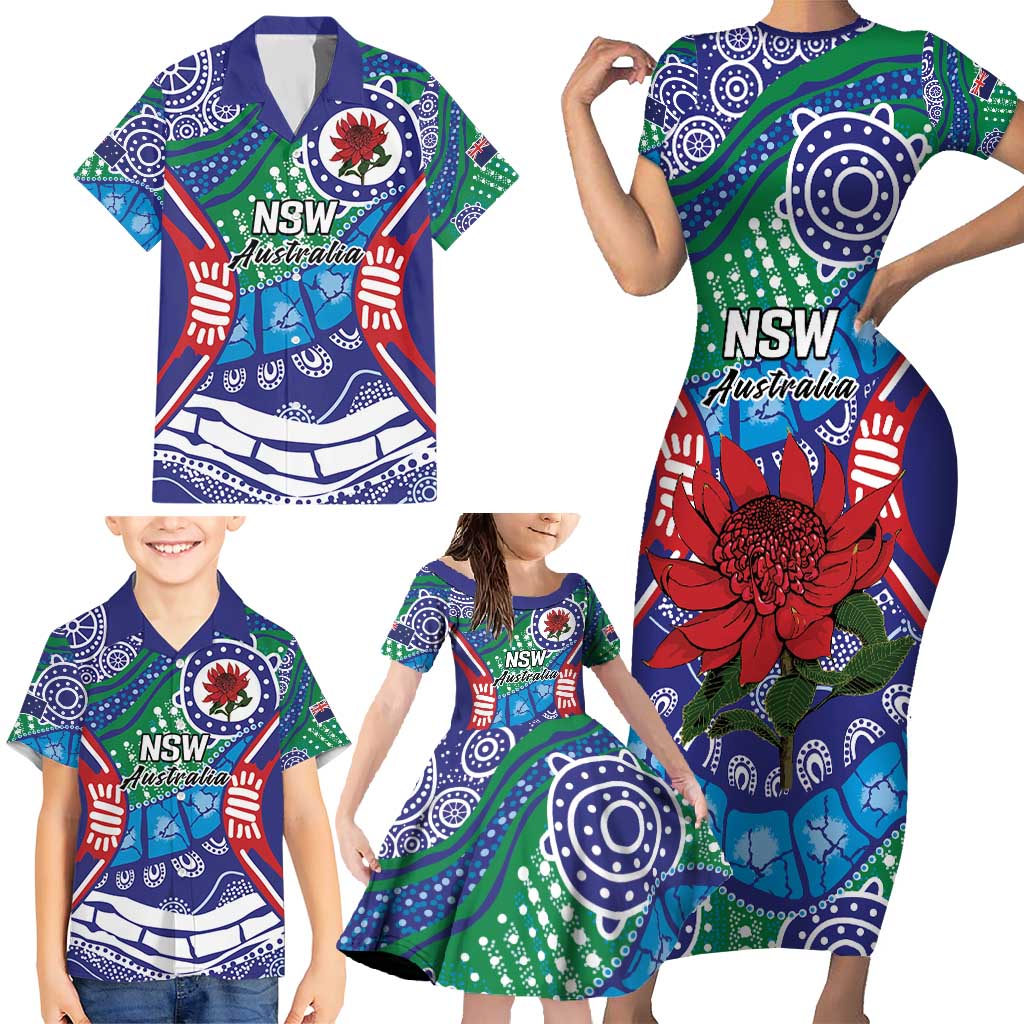 Australia New South Wales Family Matching Short Sleeve Bodycon Dress and Hawaiian Shirt NSW Orta Recens Quam Pura Nites