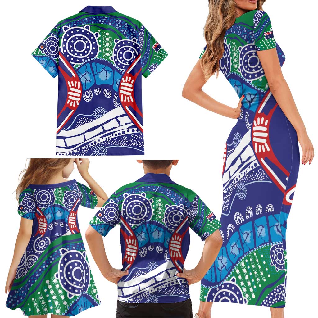 Australia New South Wales Family Matching Short Sleeve Bodycon Dress and Hawaiian Shirt NSW Orta Recens Quam Pura Nites