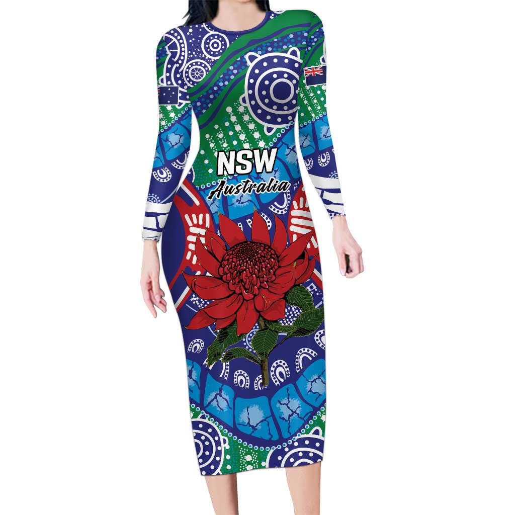 Australia New South Wales Long Sleeve Bodycon Dress NSW Orta Recens Quam Pura Nites