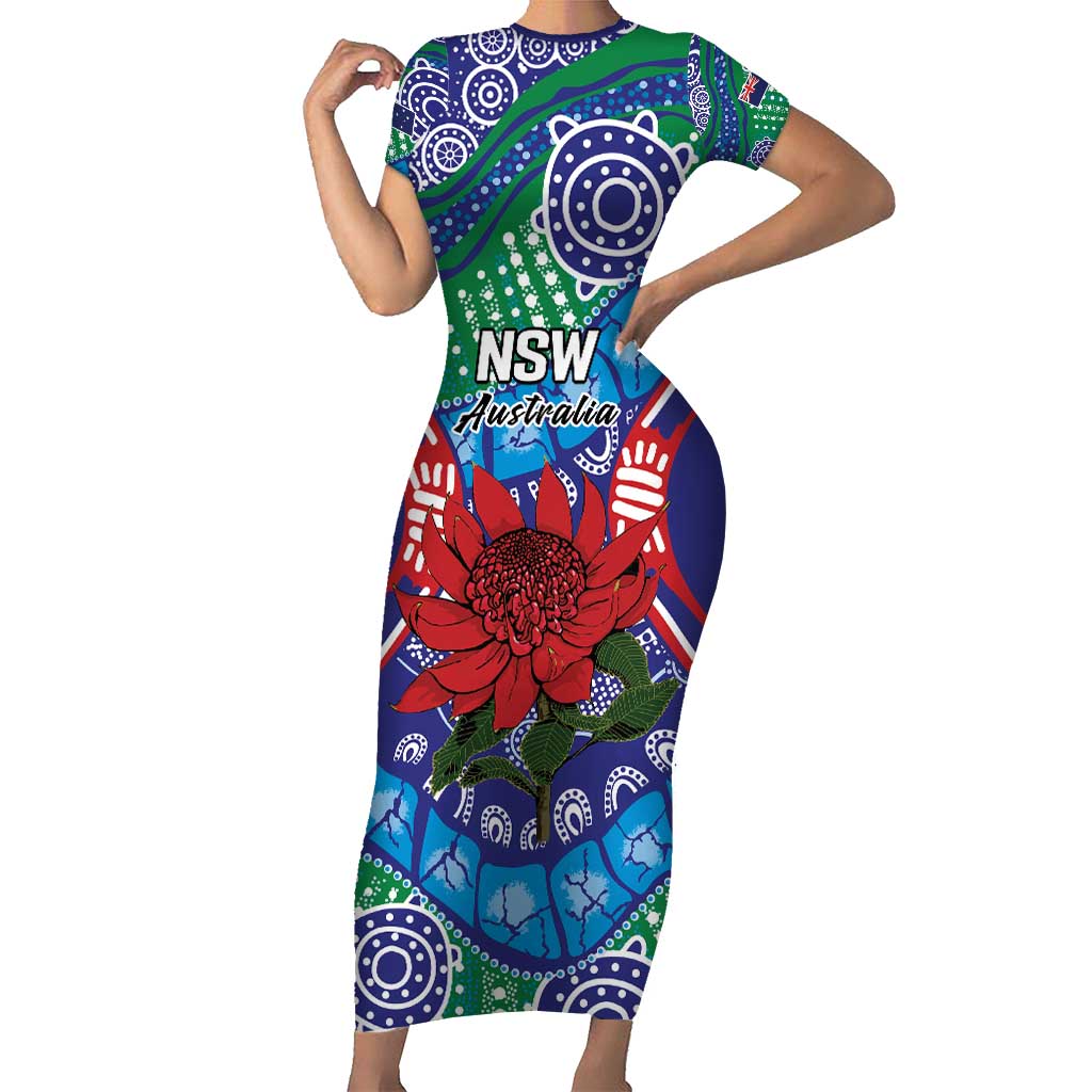 Australia New South Wales Short Sleeve Bodycon Dress NSW Orta Recens Quam Pura Nites