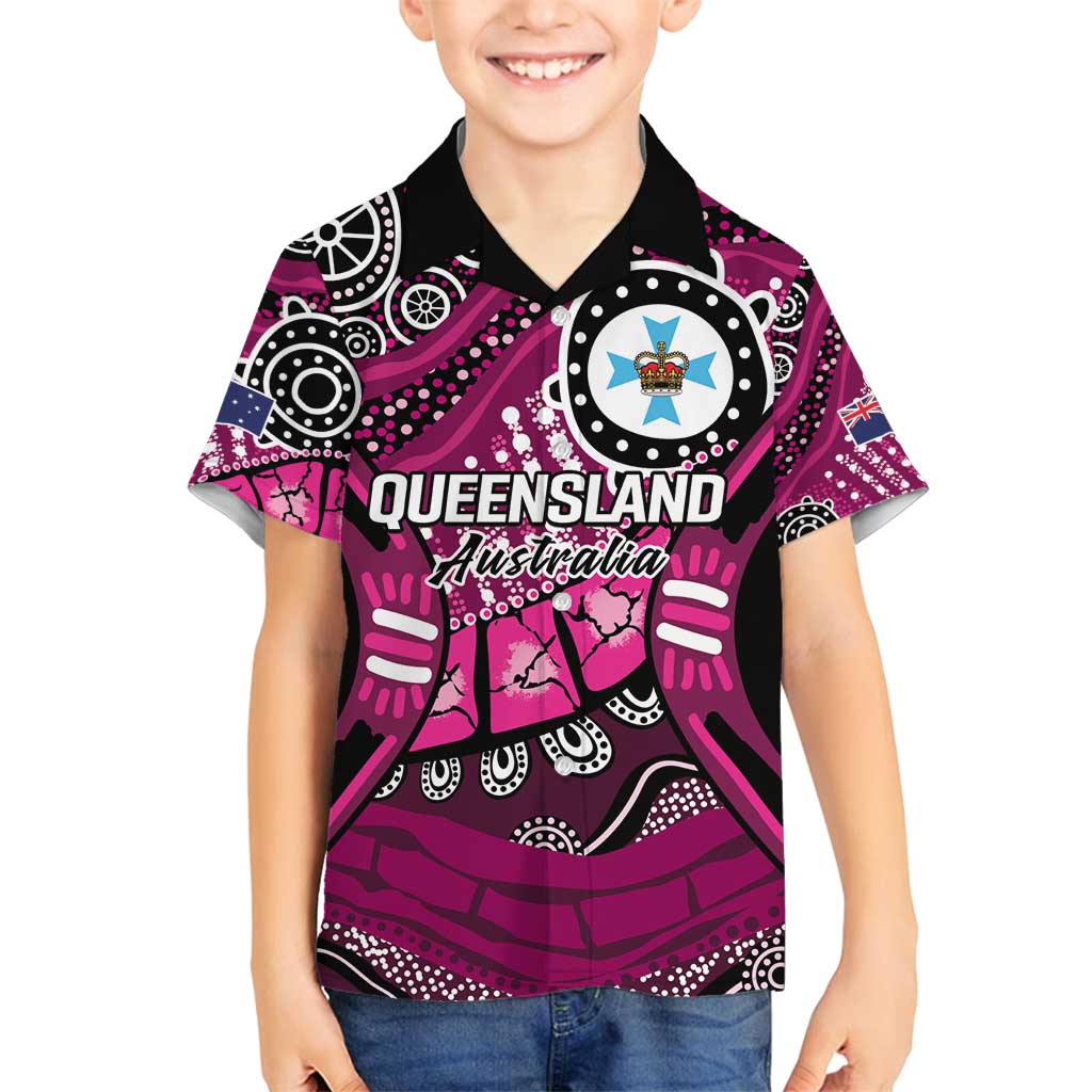 Australia Queensland Audax at Fidelis Family Matching Off Shoulder Short Dress and Hawaiian Shirt