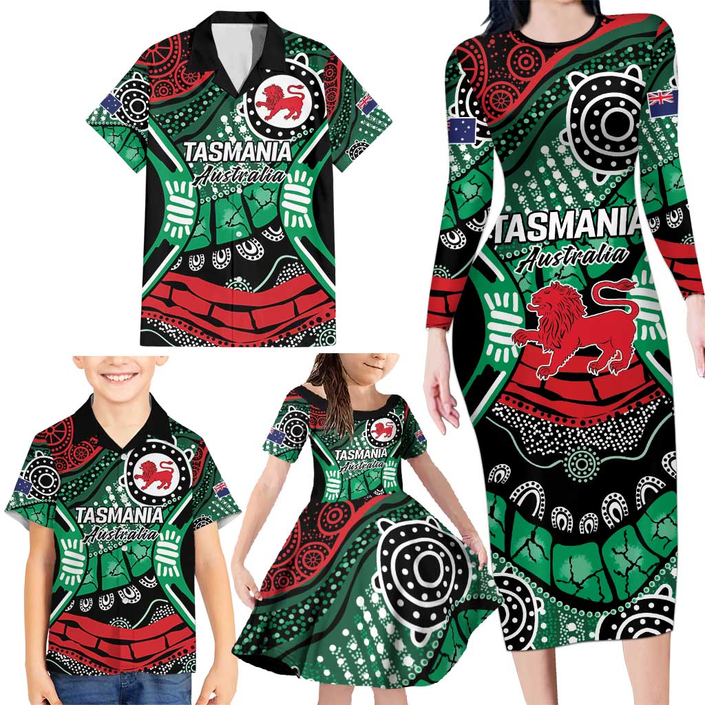 Australia Tasmania State Family Matching Long Sleeve Bodycon Dress and Hawaiian Shirt Ubertas et Fidelitas