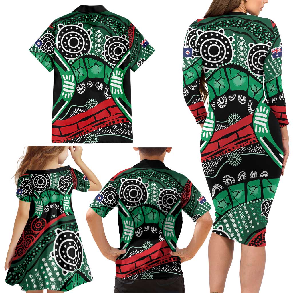 Australia Tasmania State Family Matching Long Sleeve Bodycon Dress and Hawaiian Shirt Ubertas et Fidelitas