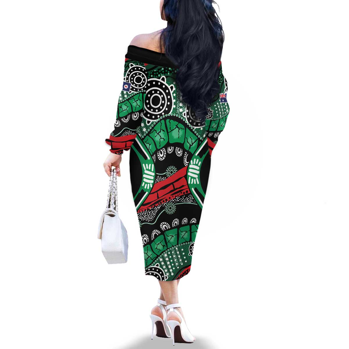 Australia Tasmania State Family Matching Off The Shoulder Long Sleeve Dress and Hawaiian Shirt Ubertas et Fidelitas