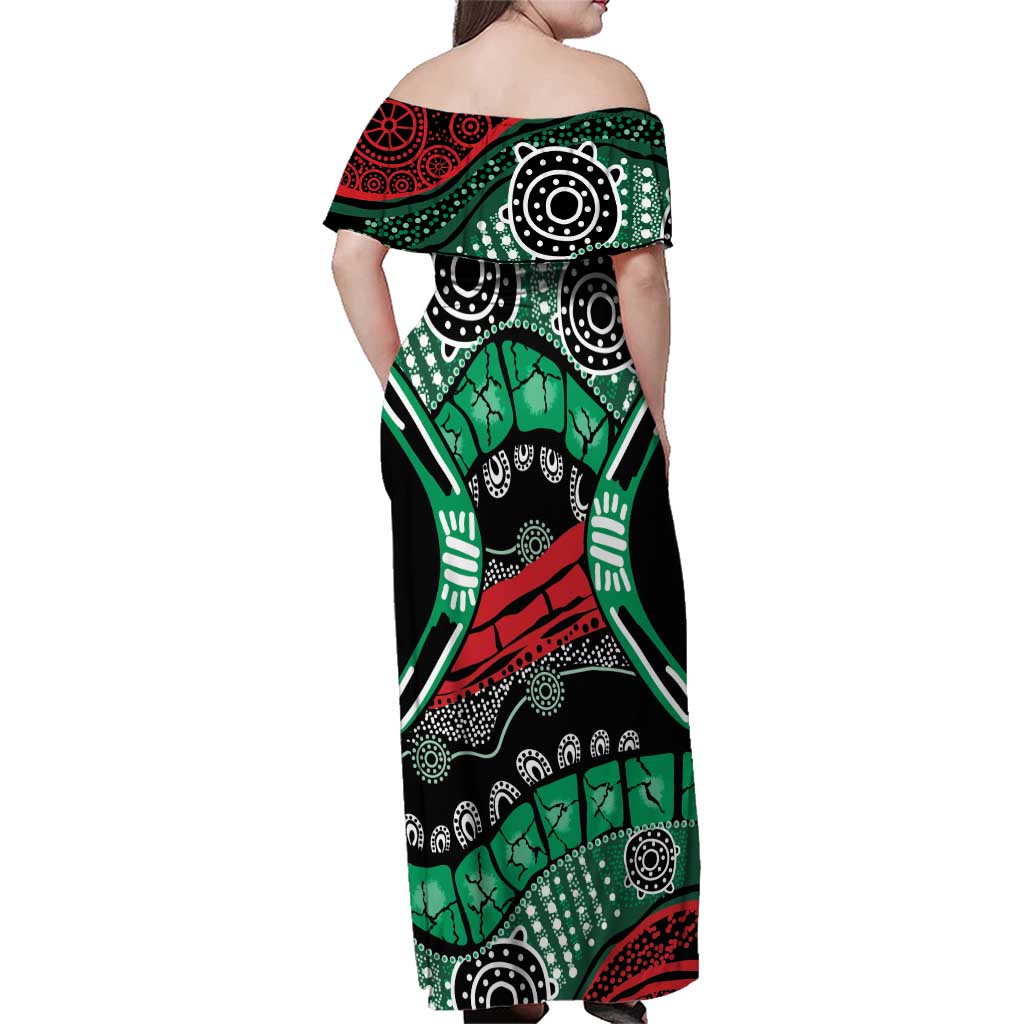 Australia Tasmania State Family Matching Off Shoulder Maxi Dress and Hawaiian Shirt Ubertas et Fidelitas