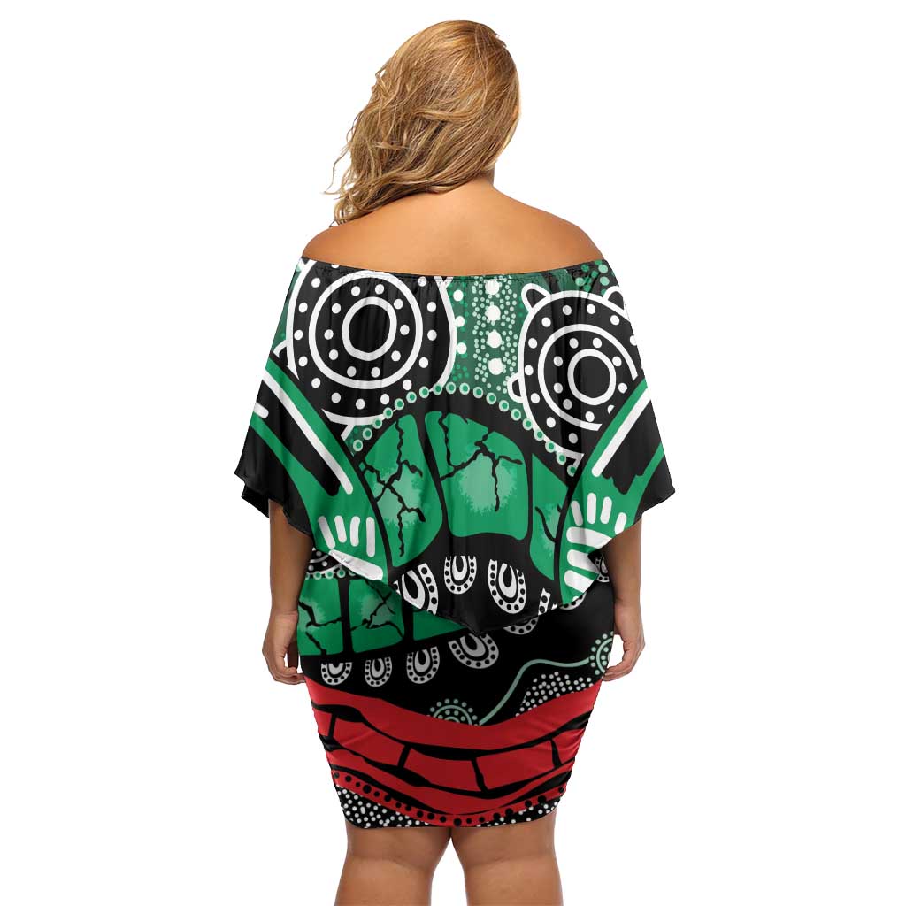 Australia Tasmania State Family Matching Off Shoulder Short Dress and Hawaiian Shirt Ubertas et Fidelitas