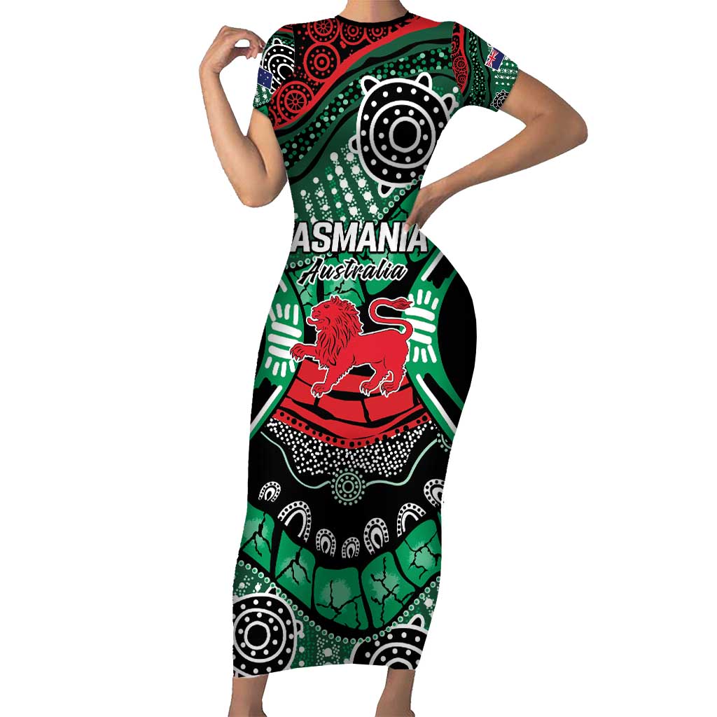 Australia Tasmania State Family Matching Short Sleeve Bodycon Dress and Hawaiian Shirt Ubertas et Fidelitas