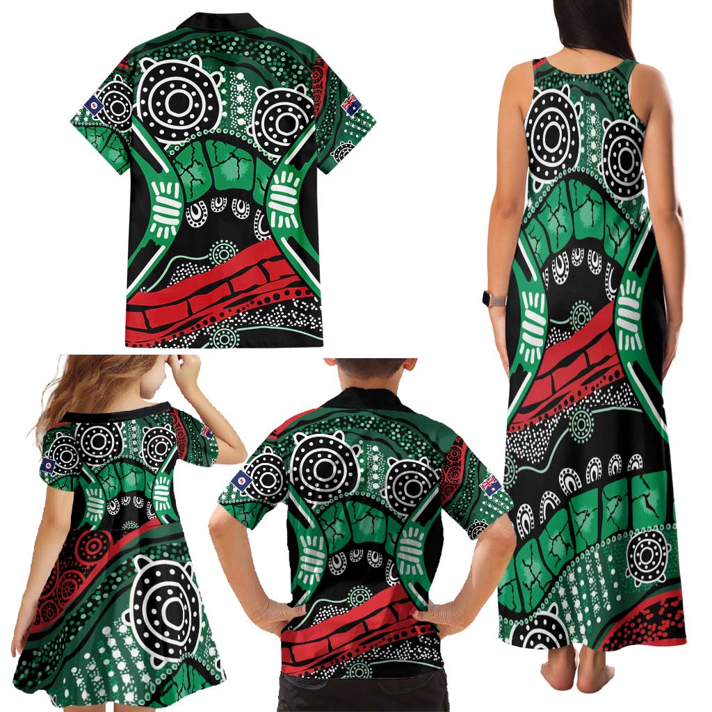 Australia Tasmania State Family Matching Tank Maxi Dress and Hawaiian Shirt Ubertas et Fidelitas