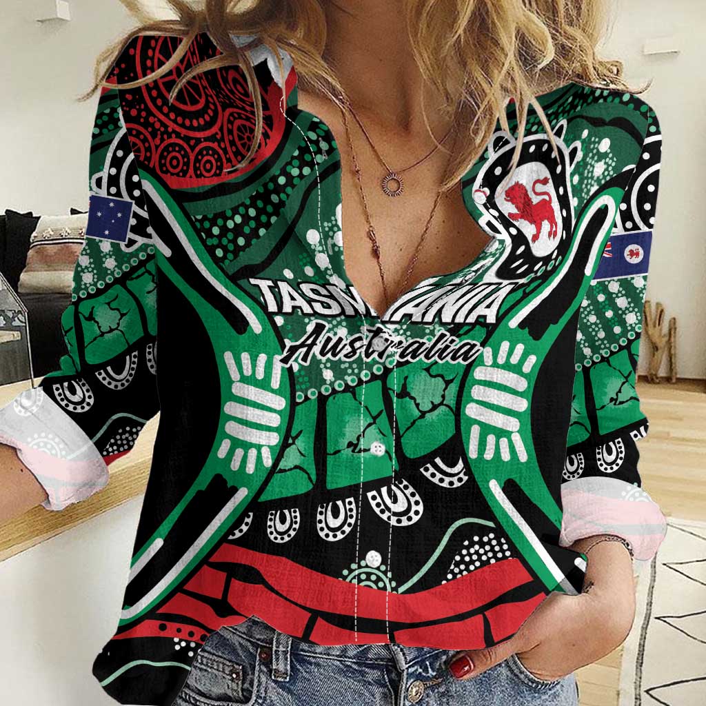 Australia Tasmania State Women Casual Shirt Ubertas et Fidelitas - Vibe Hoodie Shop