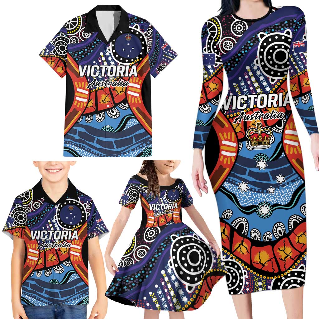 Australia Victoria State Family Matching Long Sleeve Bodycon Dress and Hawaiian Shirt Peace and Prosperity