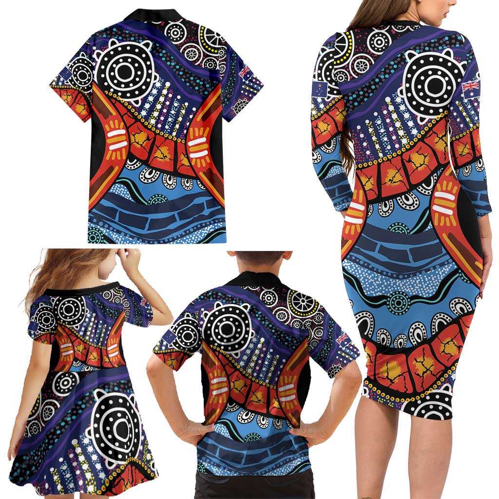 Australia Victoria State Family Matching Long Sleeve Bodycon Dress and Hawaiian Shirt Peace and Prosperity