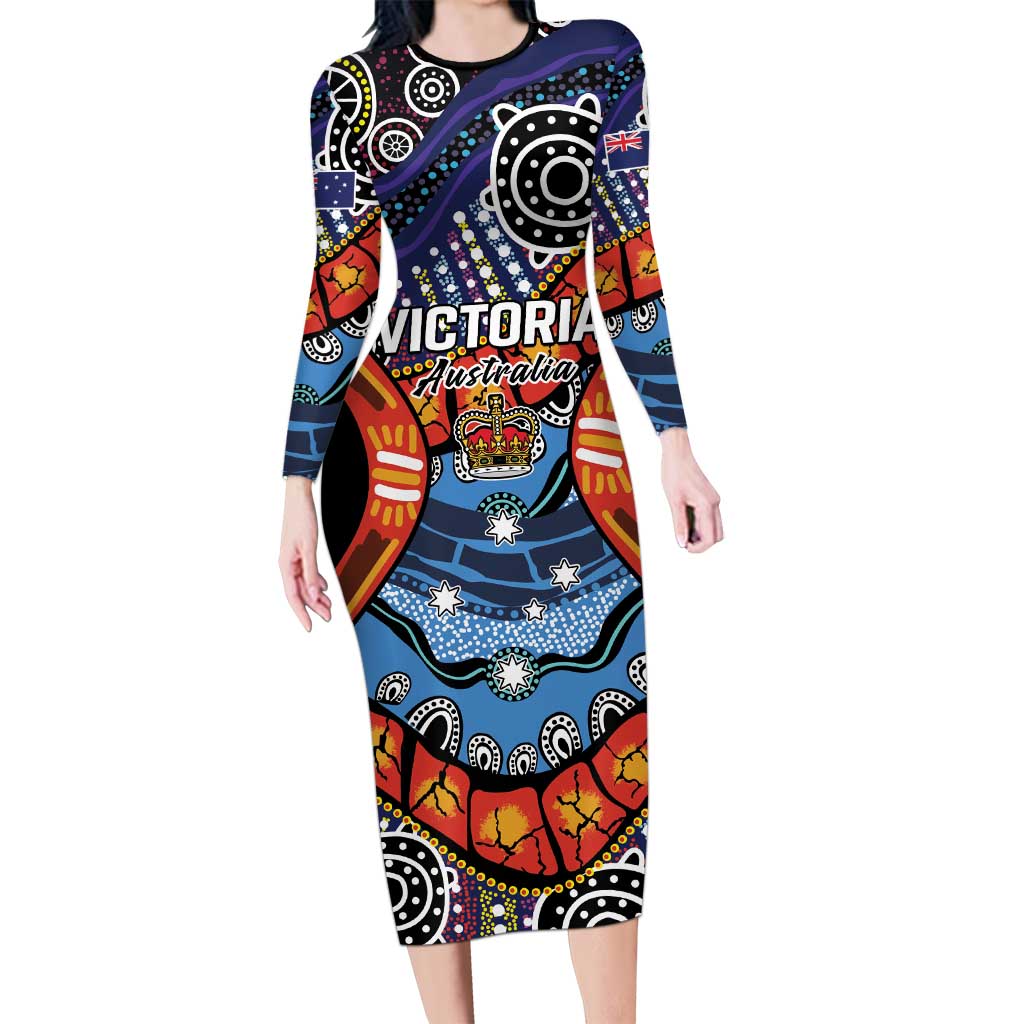 Australia Victoria State Family Matching Long Sleeve Bodycon Dress and Hawaiian Shirt Peace and Prosperity