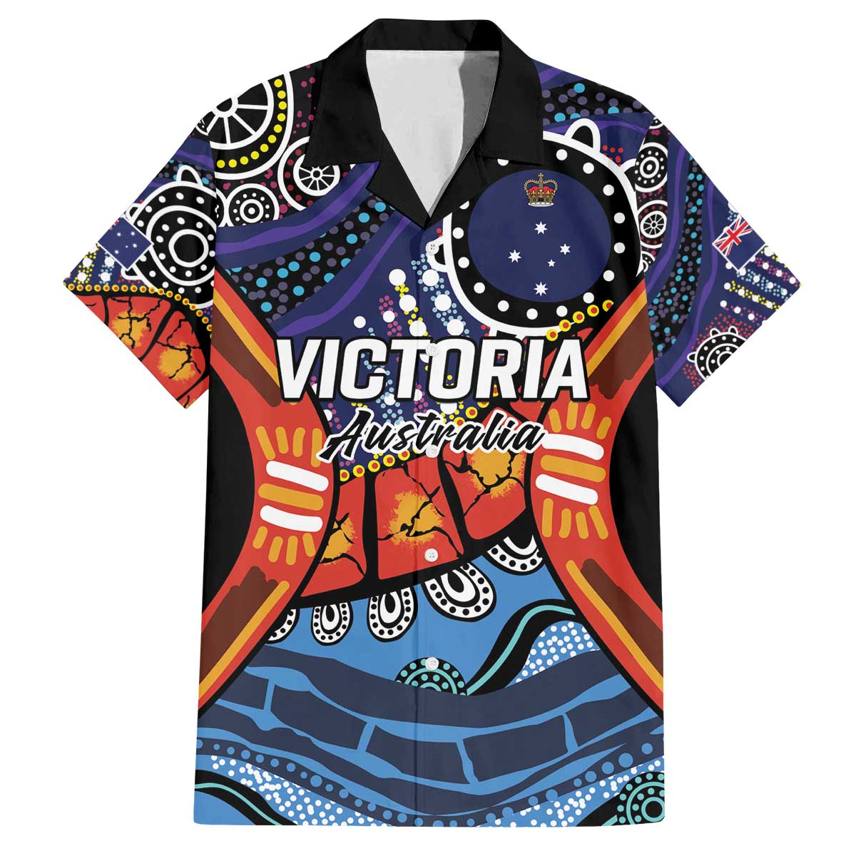 Australia Victoria State Family Matching Off The Shoulder Long Sleeve Dress and Hawaiian Shirt Peace and Prosperity