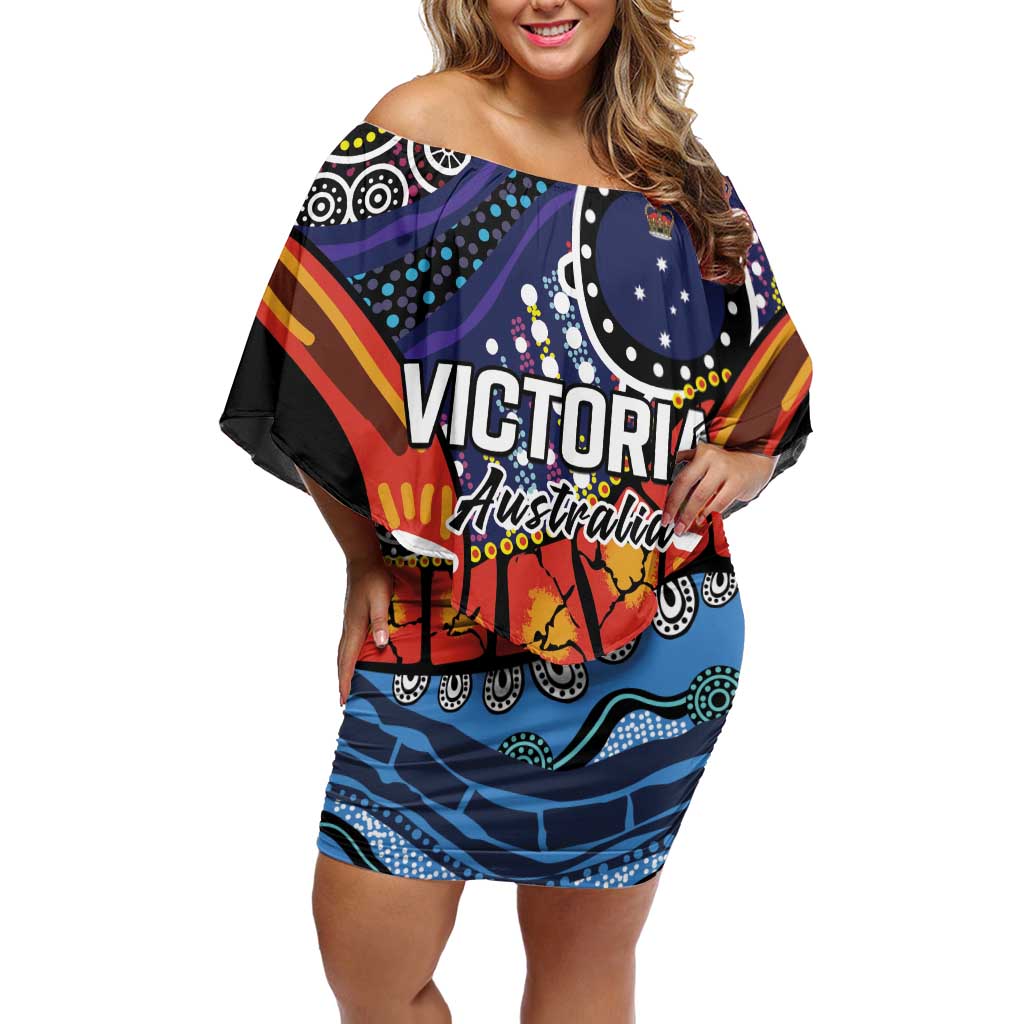 Australia Victoria State Family Matching Off Shoulder Short Dress and Hawaiian Shirt Peace and Prosperity