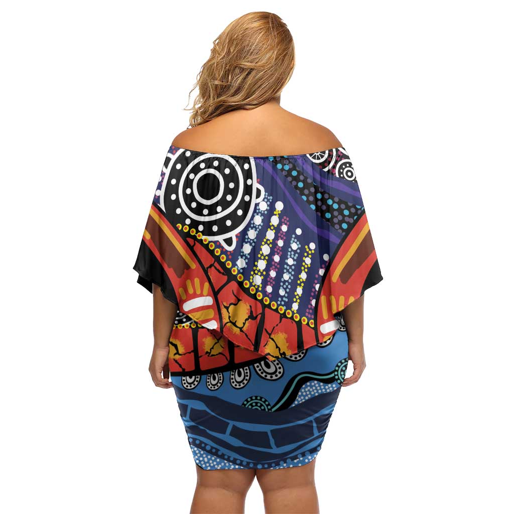 Australia Victoria State Family Matching Off Shoulder Short Dress and Hawaiian Shirt Peace and Prosperity