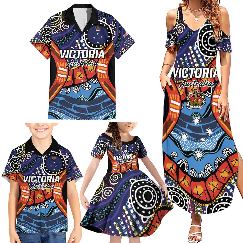 Australia Victoria State Family Matching Summer Maxi Dress and Hawaiian Shirt Peace and Prosperity