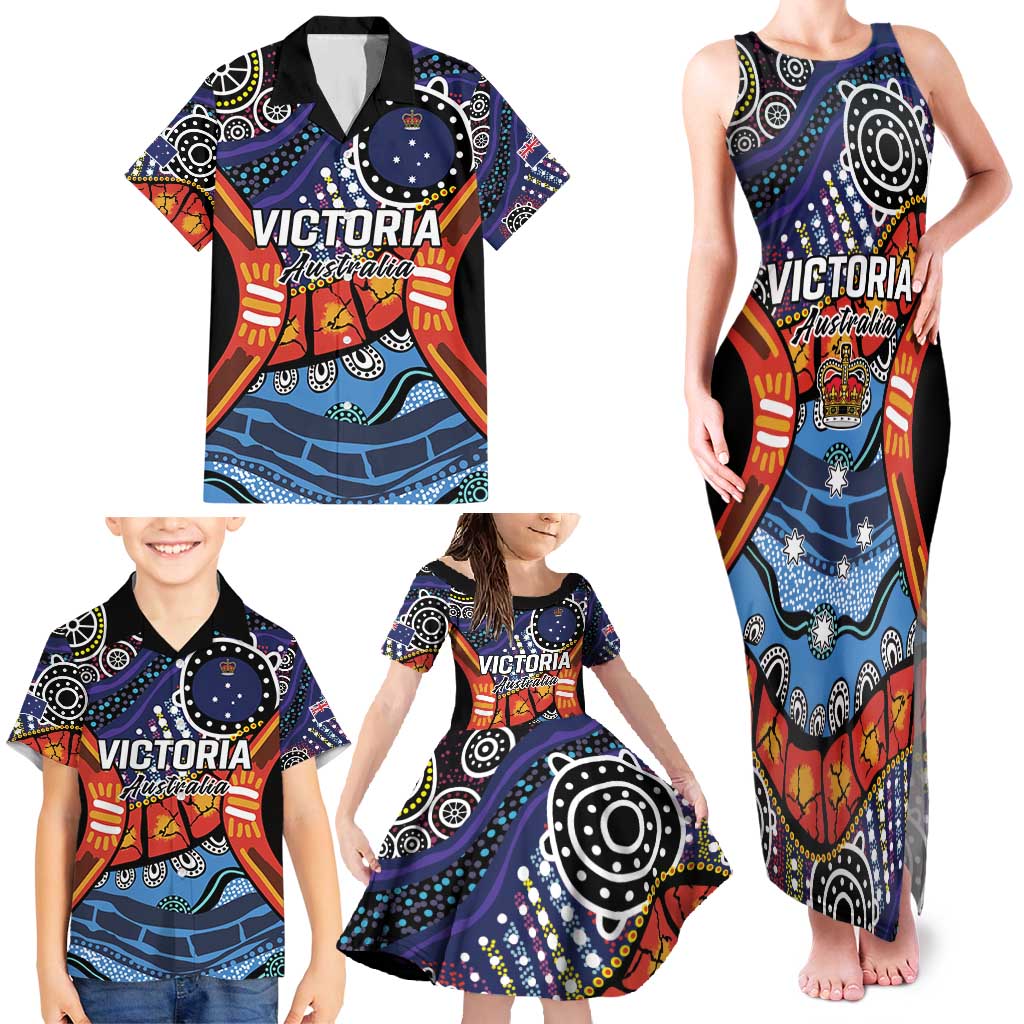 Australia Victoria State Family Matching Tank Maxi Dress and Hawaiian Shirt Peace and Prosperity