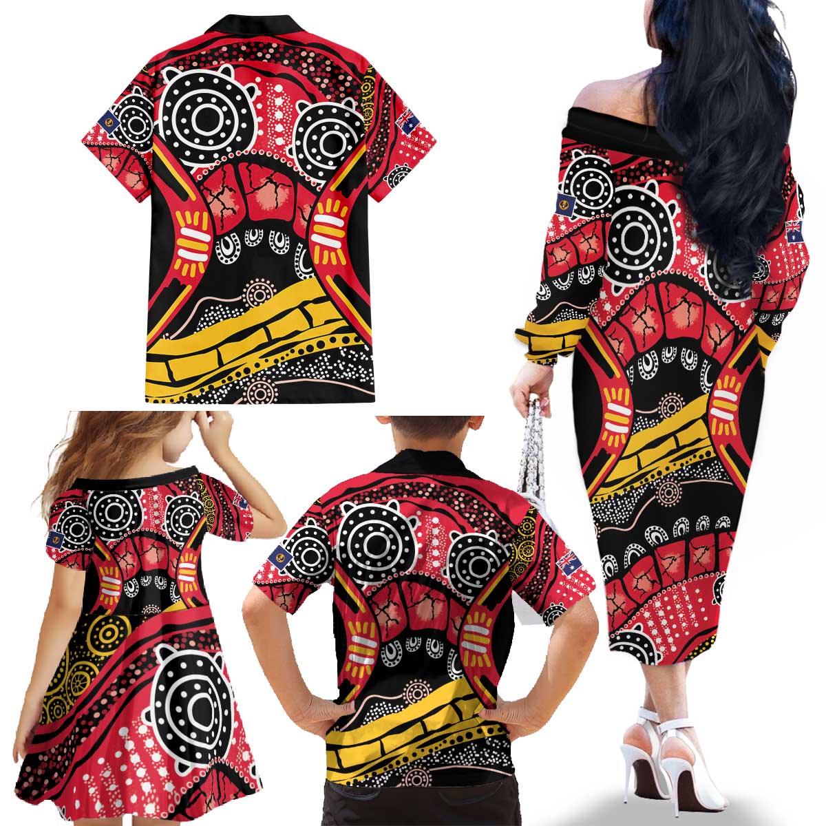 South Australia Festival State Wine State Family Matching Off The Shoulder Long Sleeve Dress and Hawaiian Shirt