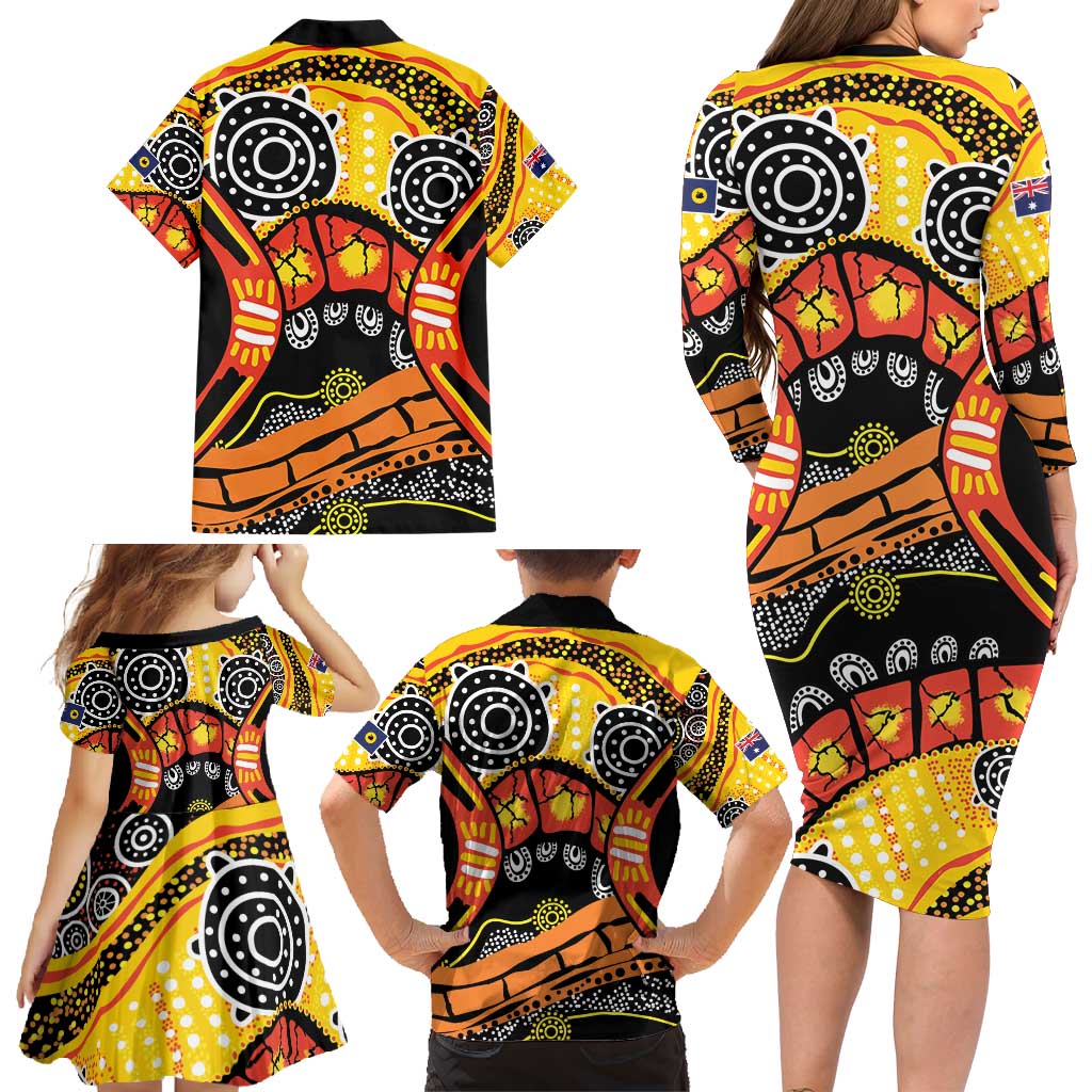 Western Australia Golden State Family Matching Long Sleeve Bodycon Dress and Hawaiian Shirt