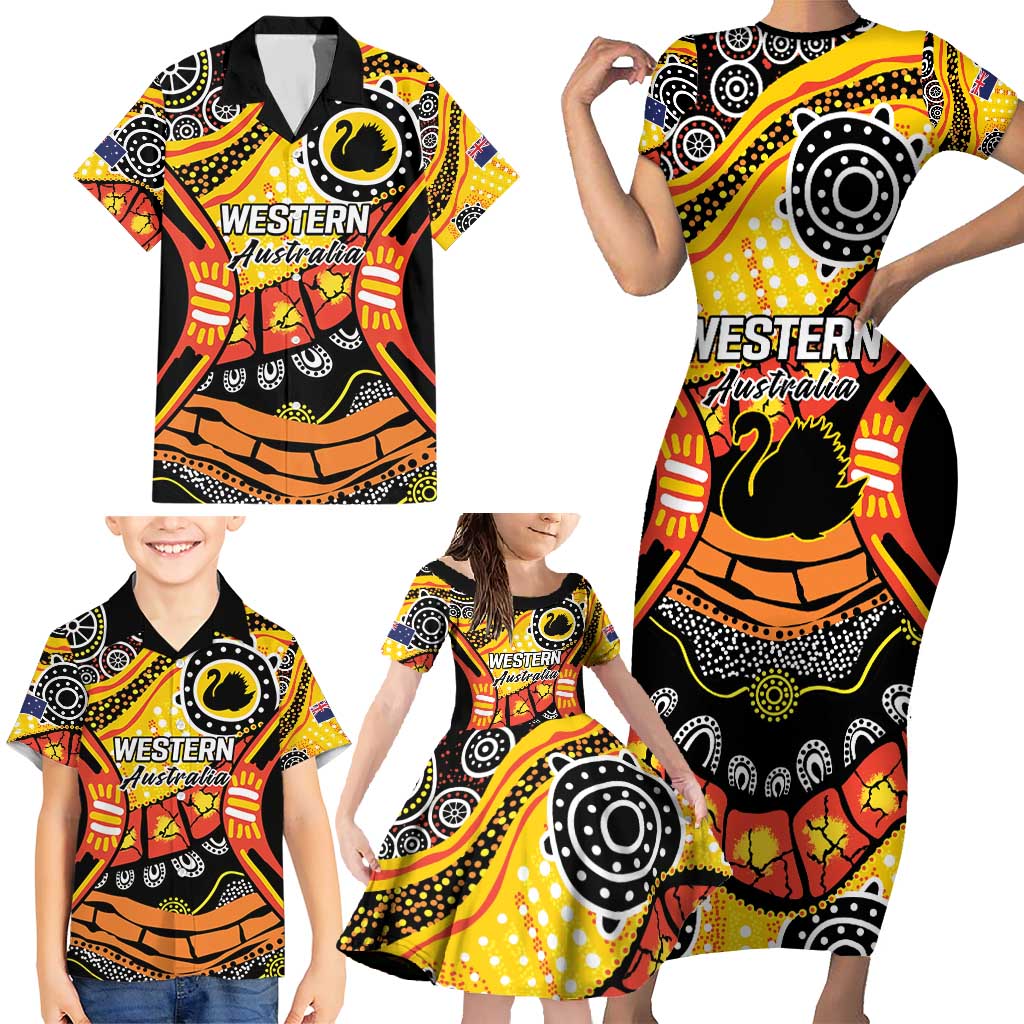 Western Australia Golden State Family Matching Short Sleeve Bodycon Dress and Hawaiian Shirt