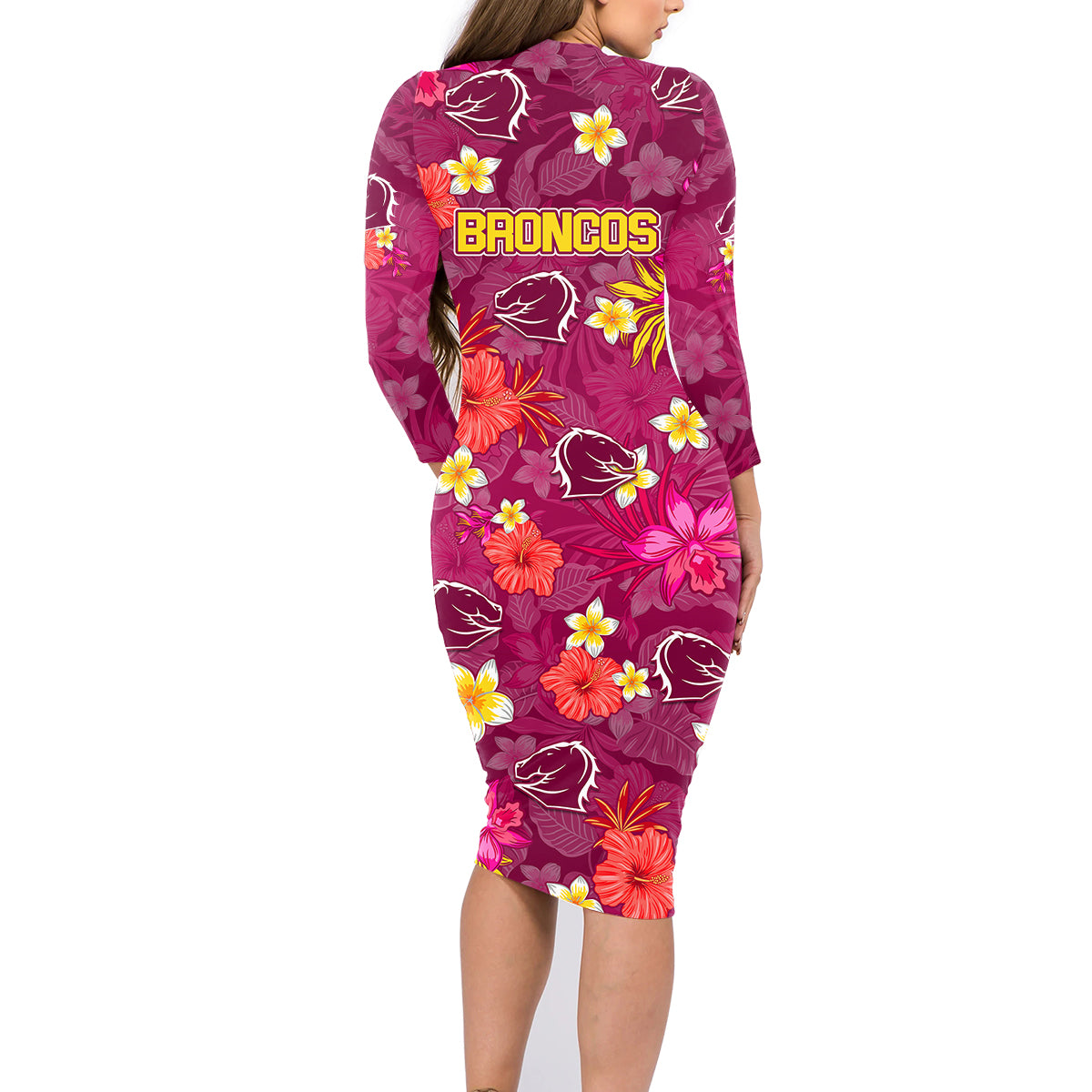 broncos-rugby-family-matching-long-sleeve-bodycon-dress-and-hawaiian-shirt-beautiful-floral-pattern-spring-summer-vibe