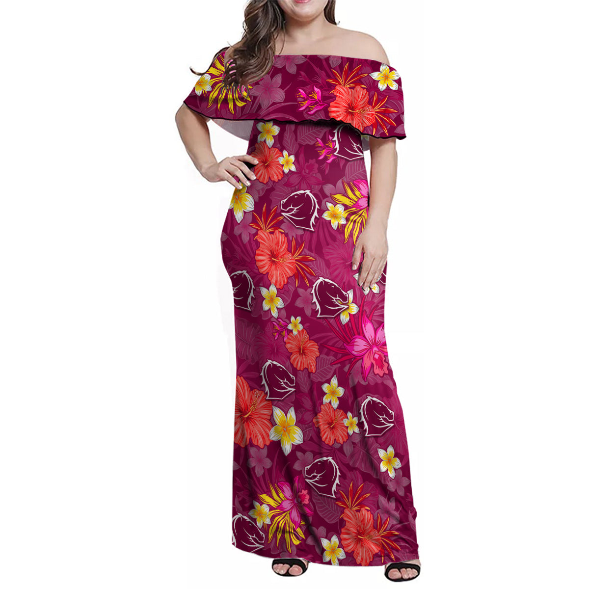 broncos-rugby-family-matching-off-shoulder-maxi-dress-and-hawaiian-shirt-beautiful-floral-pattern-spring-summer-vibe