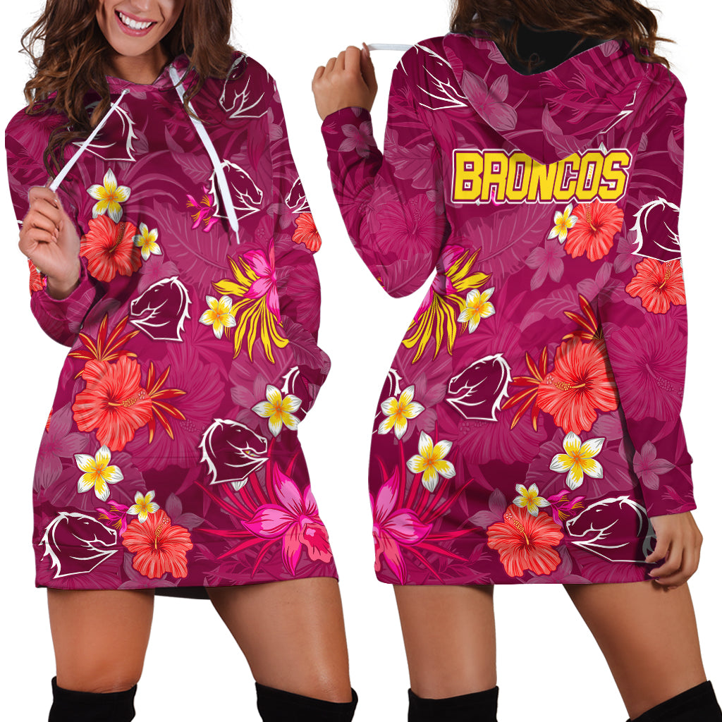 Broncos Rugby Hoodie Dress Beautiful Floral Pattern Spring Summer Vibe - Vibe Hoodie Shop