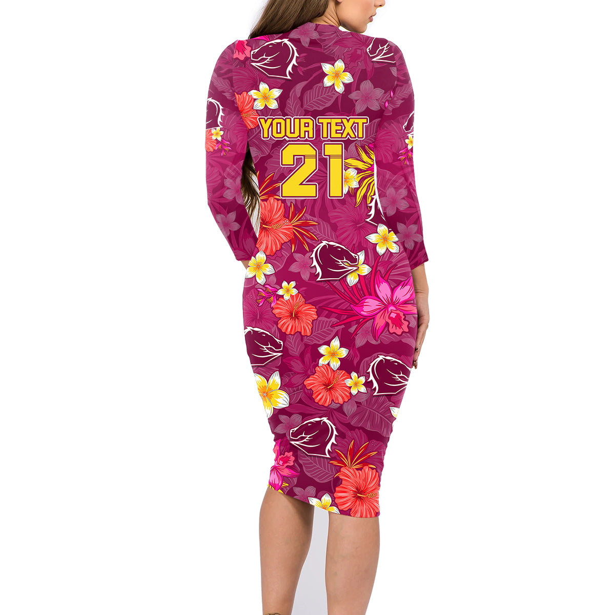 custom-broncos-rugby-family-matching-long-sleeve-bodycon-dress-and-hawaiian-shirt-beautiful-floral-pattern-spring-summer-vibe