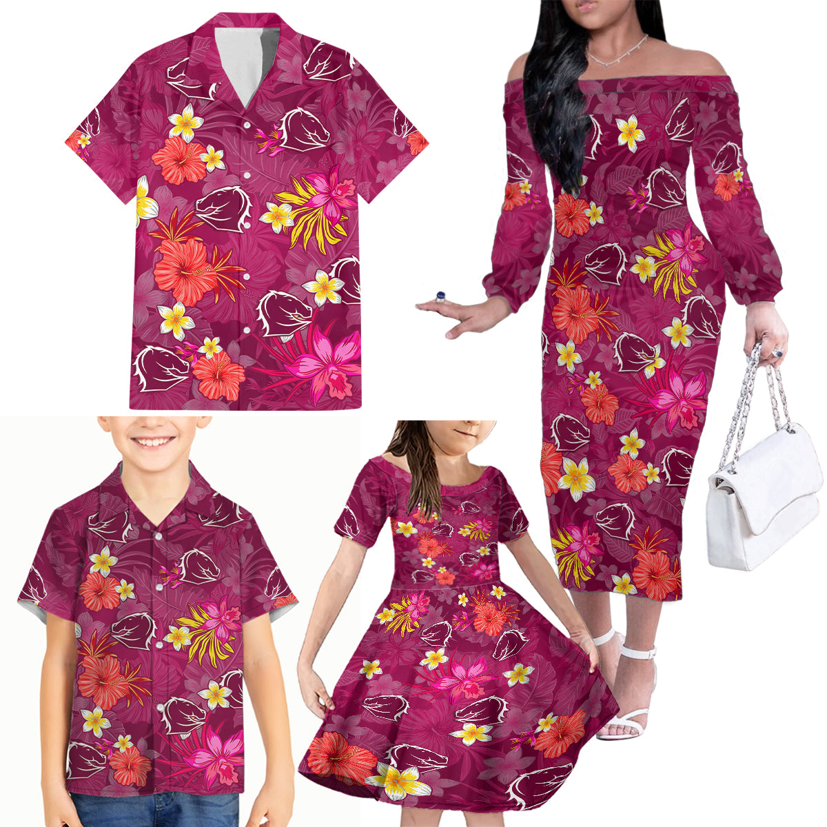 custom-broncos-rugby-family-matching-off-shoulder-long-sleeve-dress-and-hawaiian-shirt-beautiful-floral-pattern-spring-summer-vibe