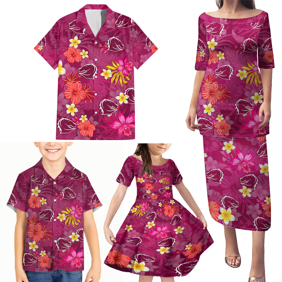 custom-broncos-rugby-family-matching-puletasi-dress-and-hawaiian-shirt-beautiful-floral-pattern-spring-summer-vibe