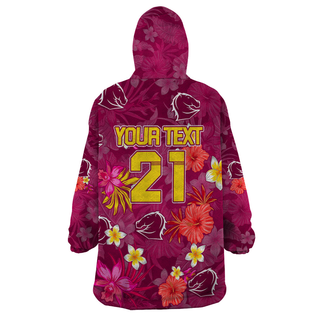 Custom Broncos Rugby Wearable Blanket Hoodie Beautiful Floral Pattern Spring Summer Vibe - Vibe Hoodie Shop