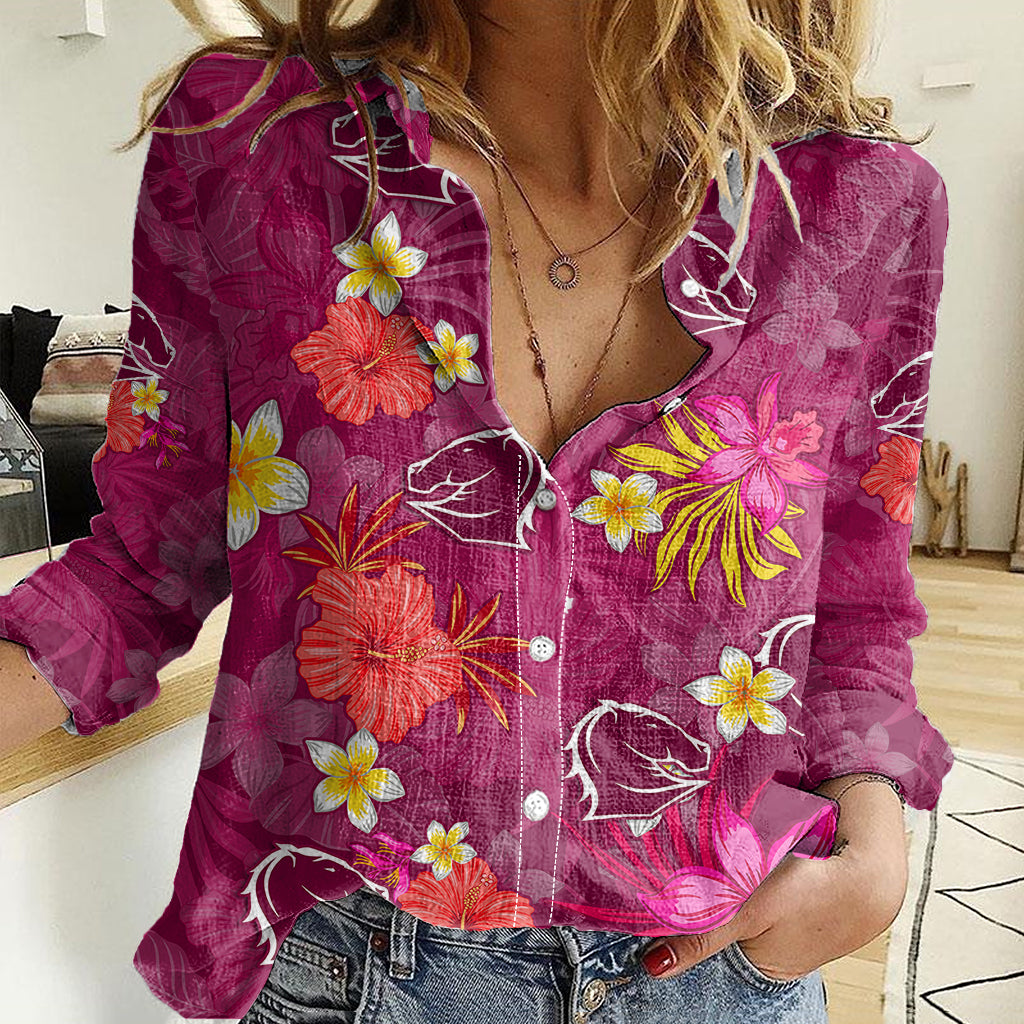 Custom Broncos Rugby Women Casual Shirt Beautiful Floral Pattern Spring Summer Vibe - Vibe Hoodie Shop