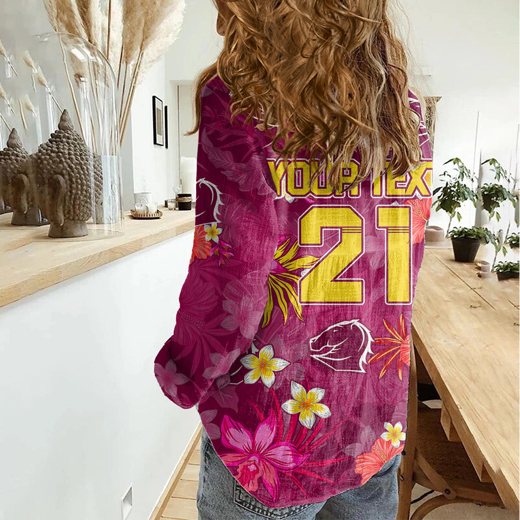 Custom Broncos Rugby Women Casual Shirt Beautiful Floral Pattern Spring Summer Vibe - Vibe Hoodie Shop