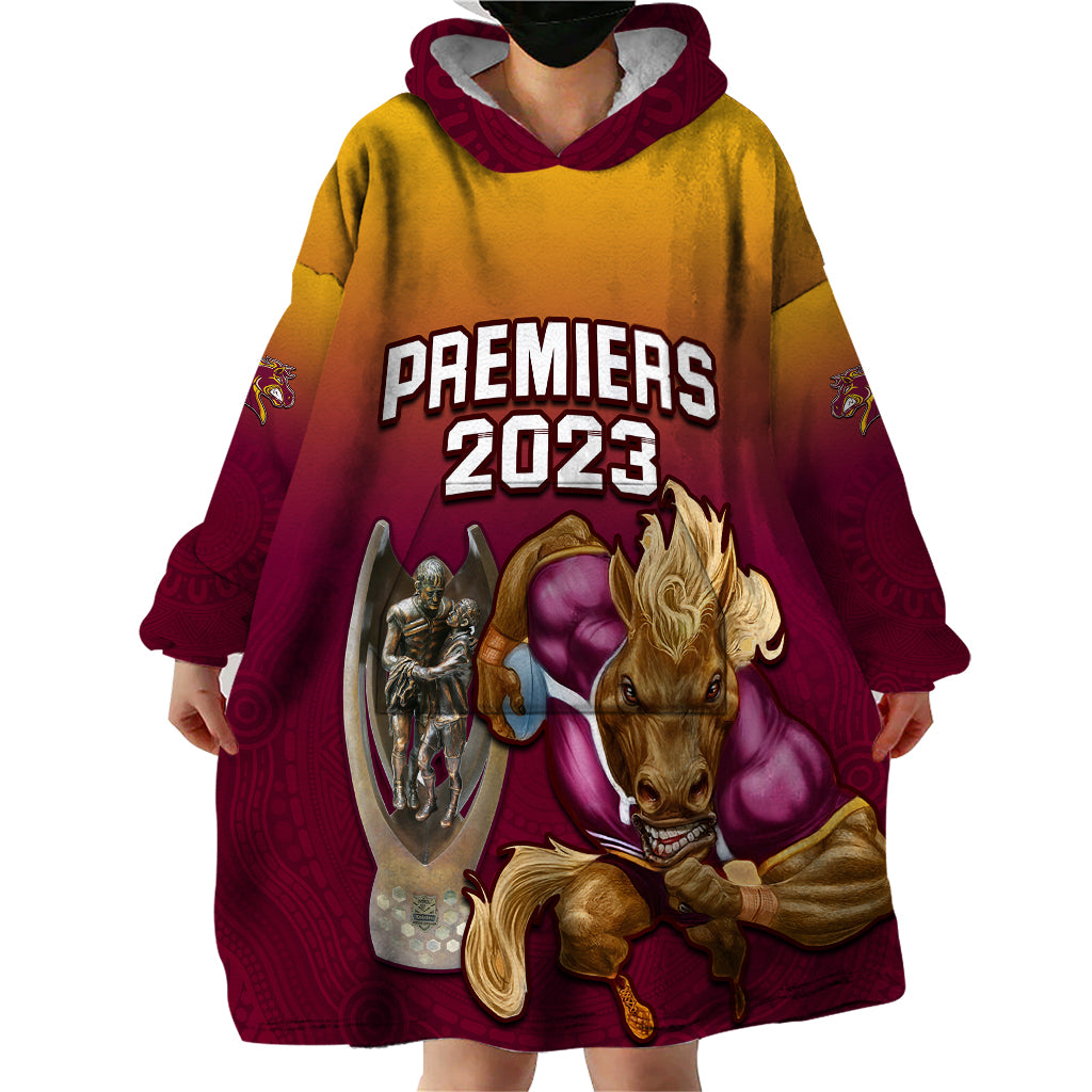 NRL Broncos Premiers 2023 Wearable Blanket Hoodie - Vibe Hoodie Shop