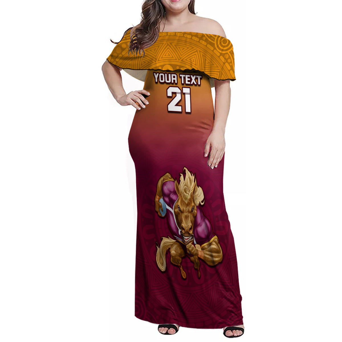 custom-nrl-broncos-premiers-2023-family-matching-off-shoulder-maxi-dress-and-hawaiian-shirt