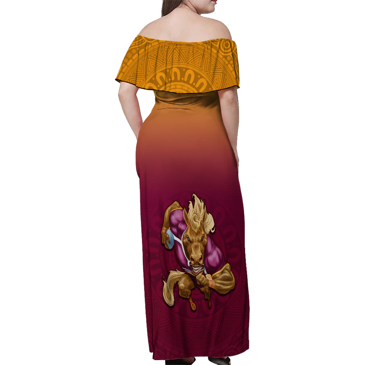 custom-nrl-broncos-premiers-2023-family-matching-off-shoulder-maxi-dress-and-hawaiian-shirt