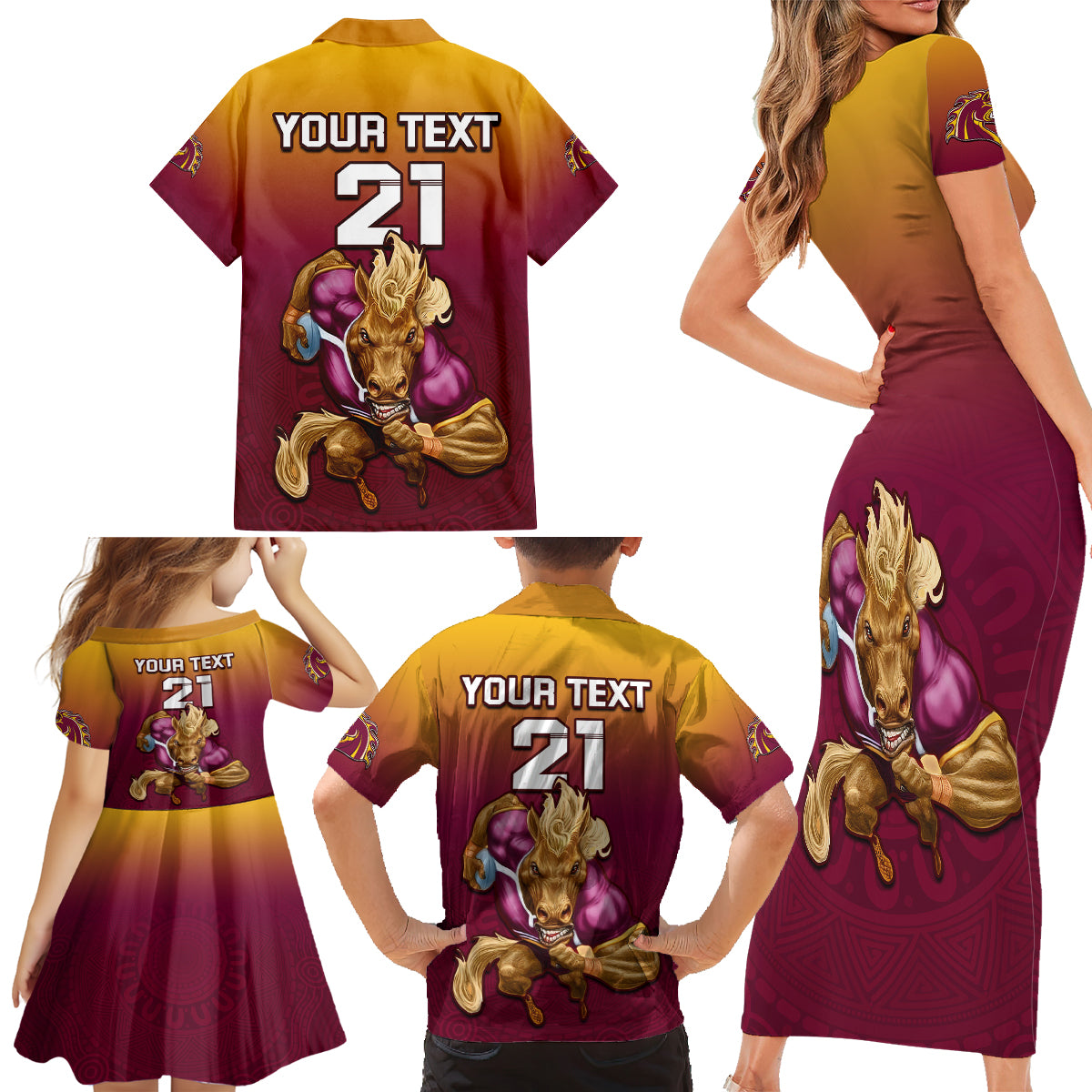 custom-nrl-broncos-premiers-2023-family-matching-short-sleeve-bodycon-dress-and-hawaiian-shirt