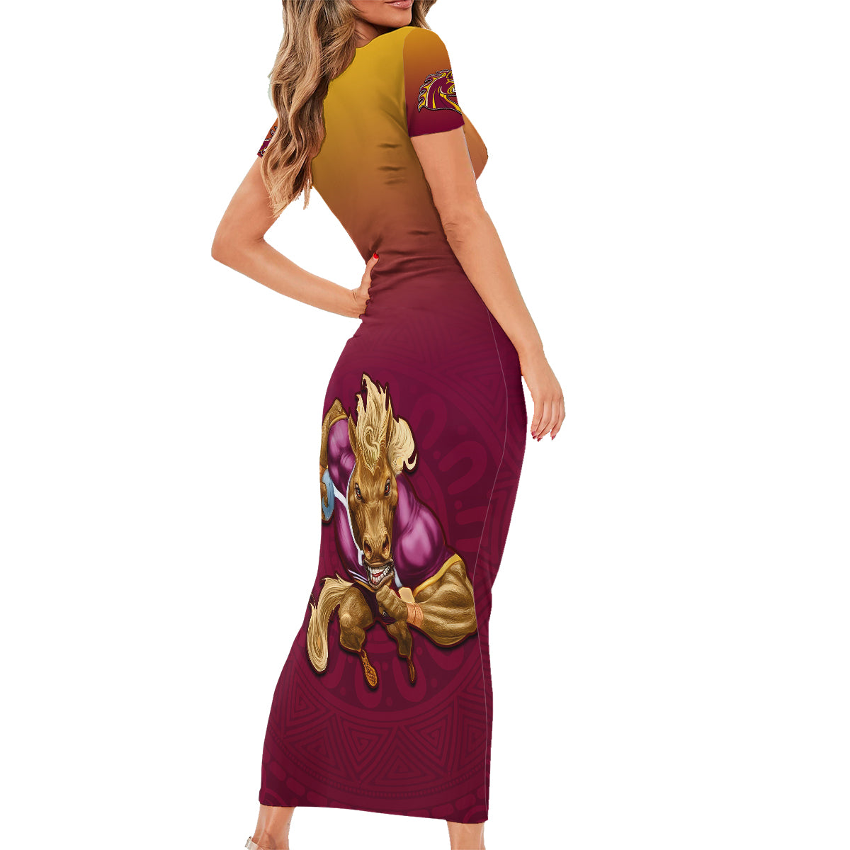 custom-nrl-broncos-premiers-2023-family-matching-short-sleeve-bodycon-dress-and-hawaiian-shirt